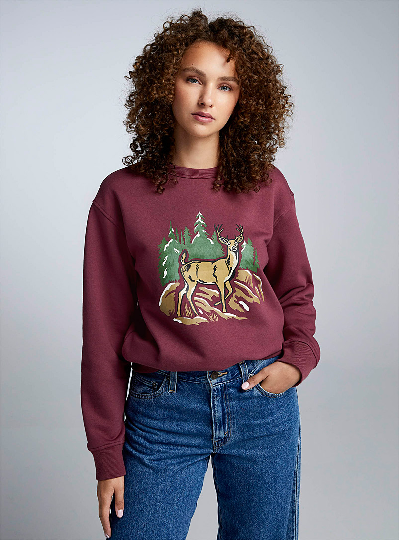 Hooké Cherry Red Deer sweatshirt for women