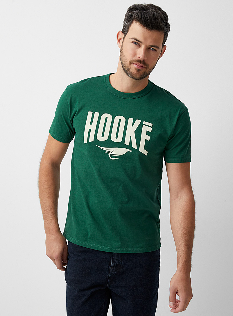 Hooké: Le t-shirt logo Hooké Vert foncé-mousse-olive pour homme