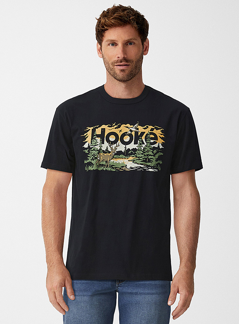 Hooké: Le t-shirt forêt canadienne Noir pour homme
