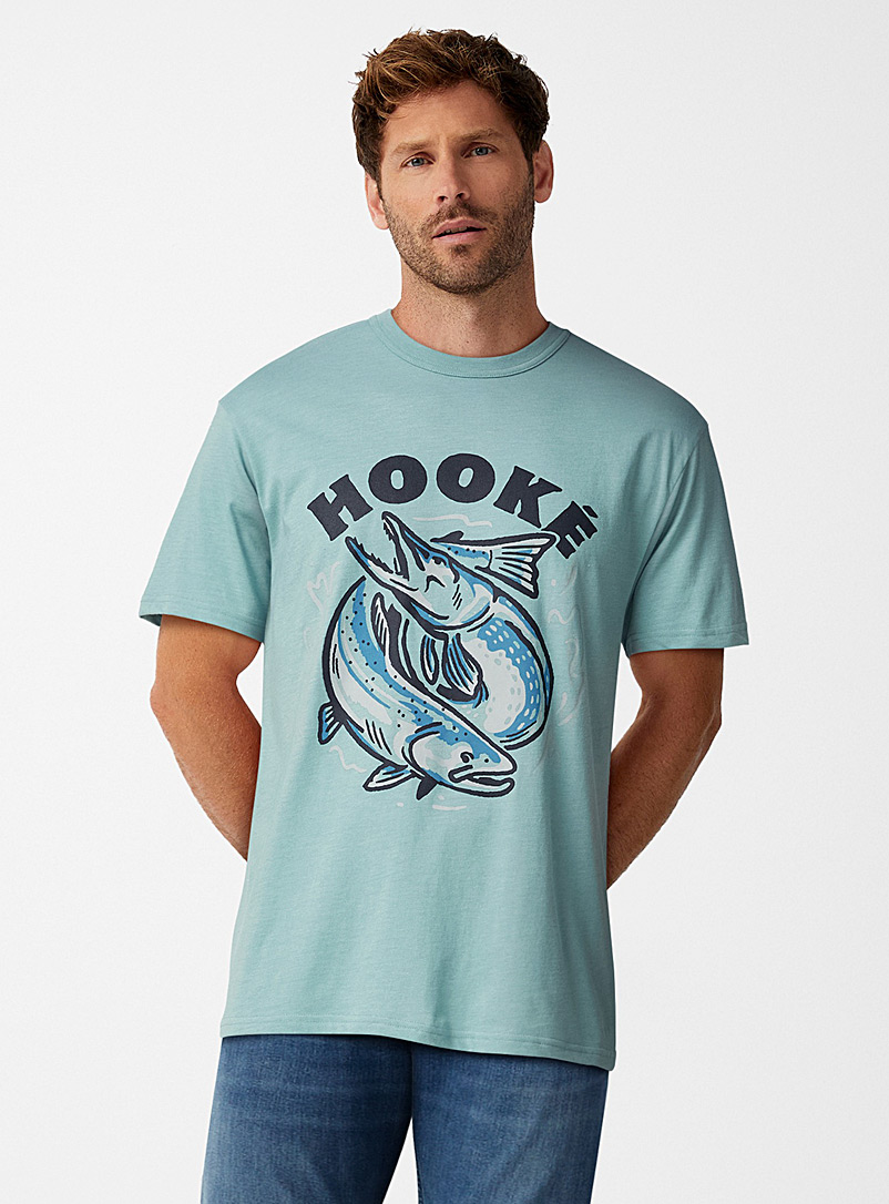 Hooké: Le t-shirt poissons Bleu pâle - Bleu ciel pour homme