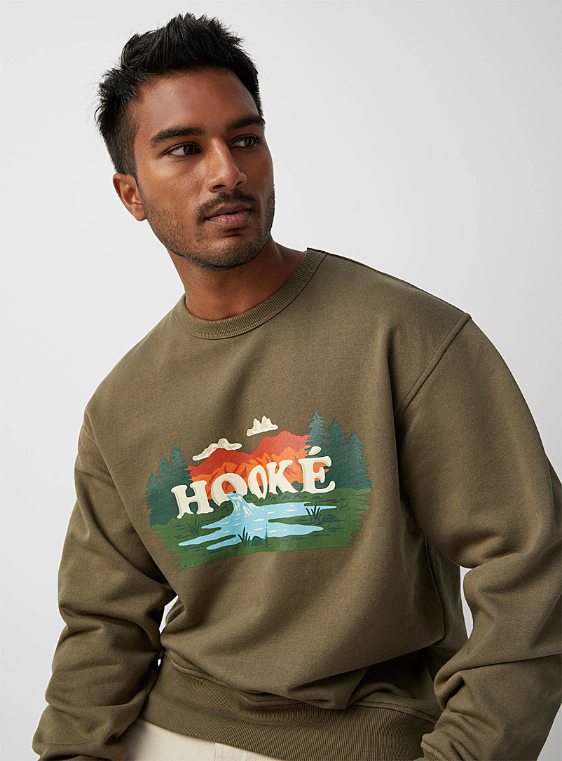 Hooké Mossy Green Landscape sweatshirt for men