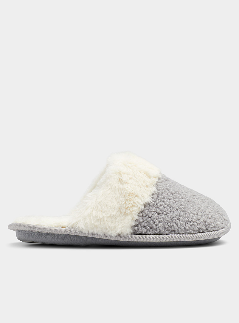 Miiyu Light Grey Looped mule slippers for women