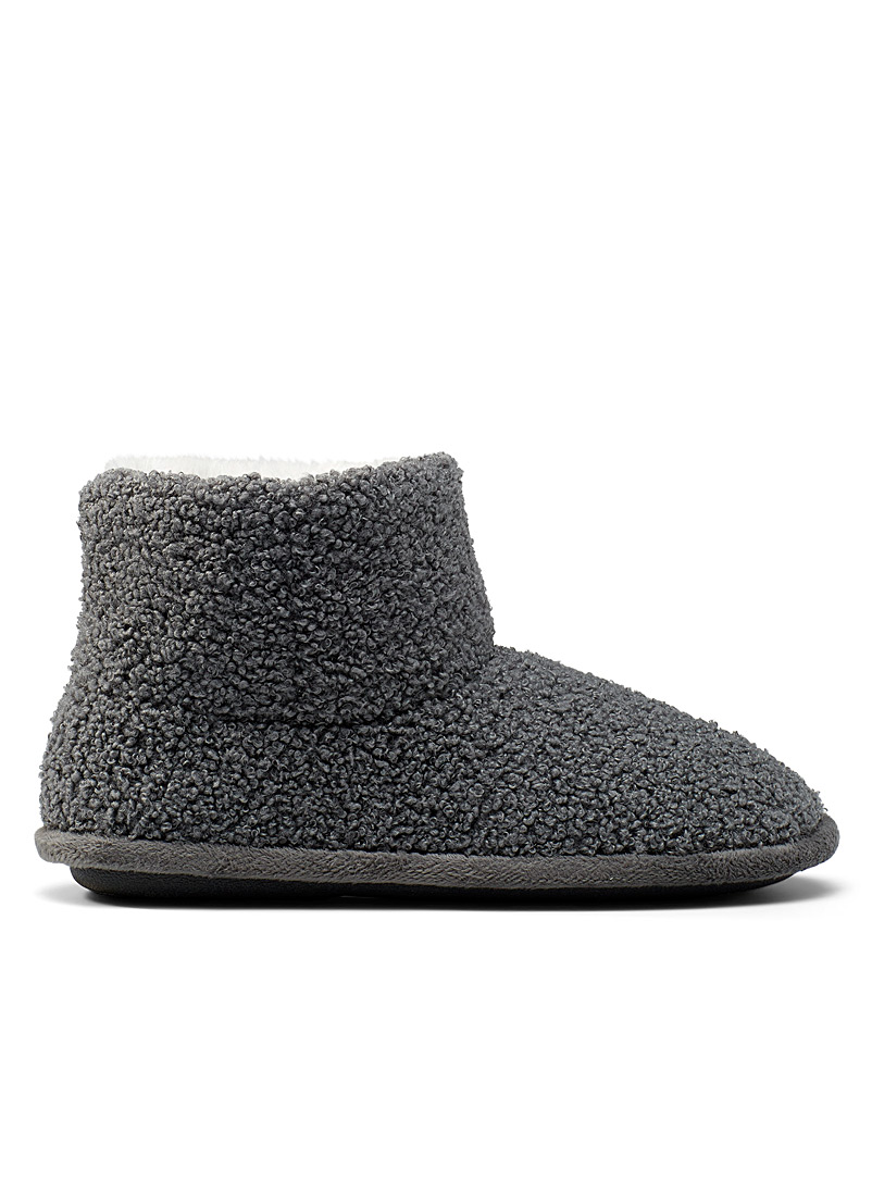 Miiyu Charcoal Bouclé bootie slipper for women