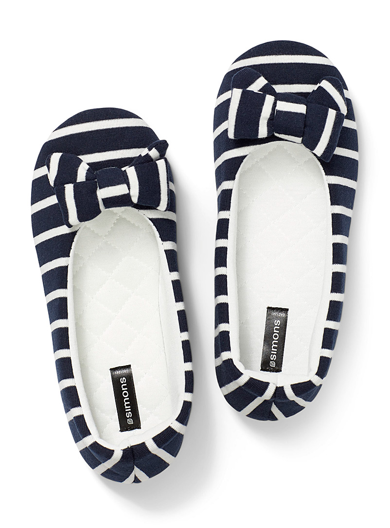 Miiyu Patterned Blue Sailor stripe ballerina slippers for women