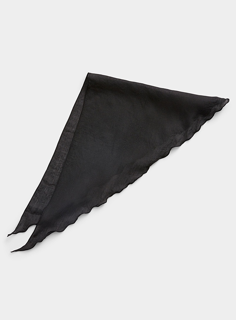 Simons Ruby/Vermilion Ruffle-trim lightweight triangle scarf for women