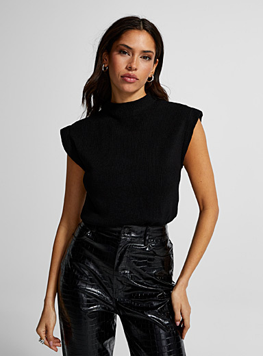 Icône Black Shoulder pad-look sweater vest for women