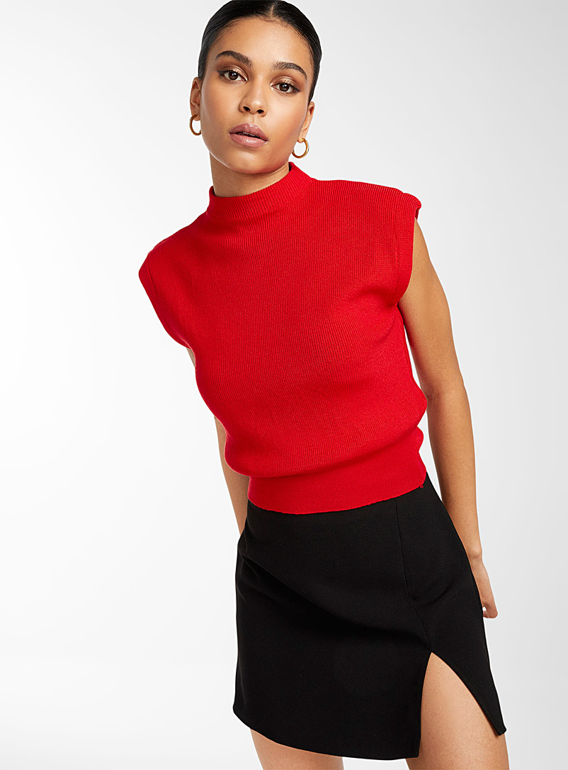 Icône Ruby Red Shoulder pad look sweater for women