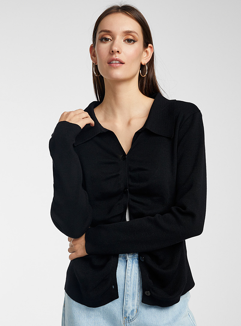 Icône Black Front ruches polo sweater for women