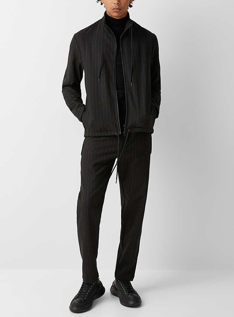 Sarah Pacini MAN: Le pantalon rayé taille élastique Noir pour homme