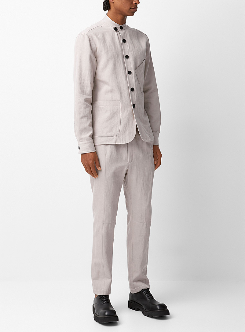 Sarah Pacini MAN Cream Beige Elastic-waist linen and cotton pant for men