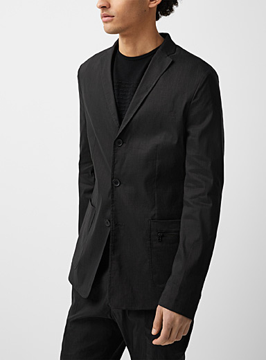 Sarah Pacini MAN Black Stretch linen black jacket for men