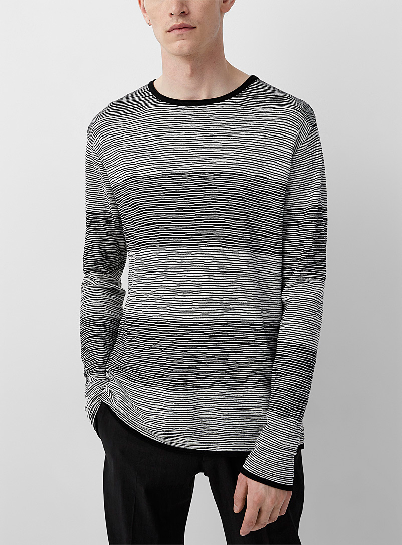Sarah Pacini MAN Black Thin engraved stripe sweater for men