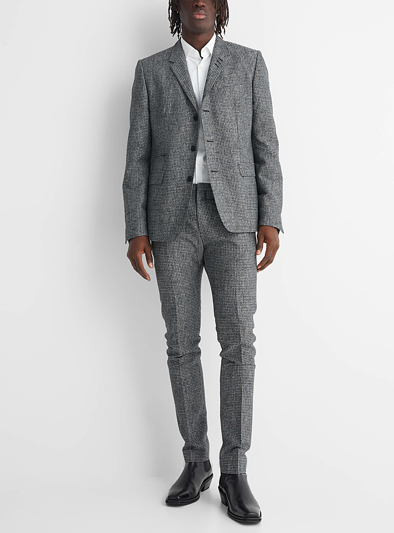 Philippe Dubuc Grey Distorted houndstooth pants for men