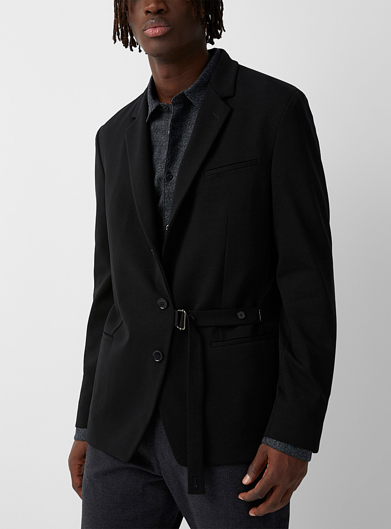 Philippe Dubuc: Le veston ceinturé jersey construit Noir pour homme