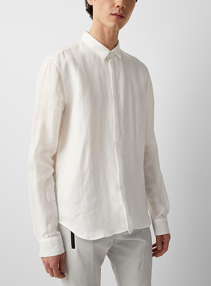 Philippe Dubuc White 100% linen white shirt for men