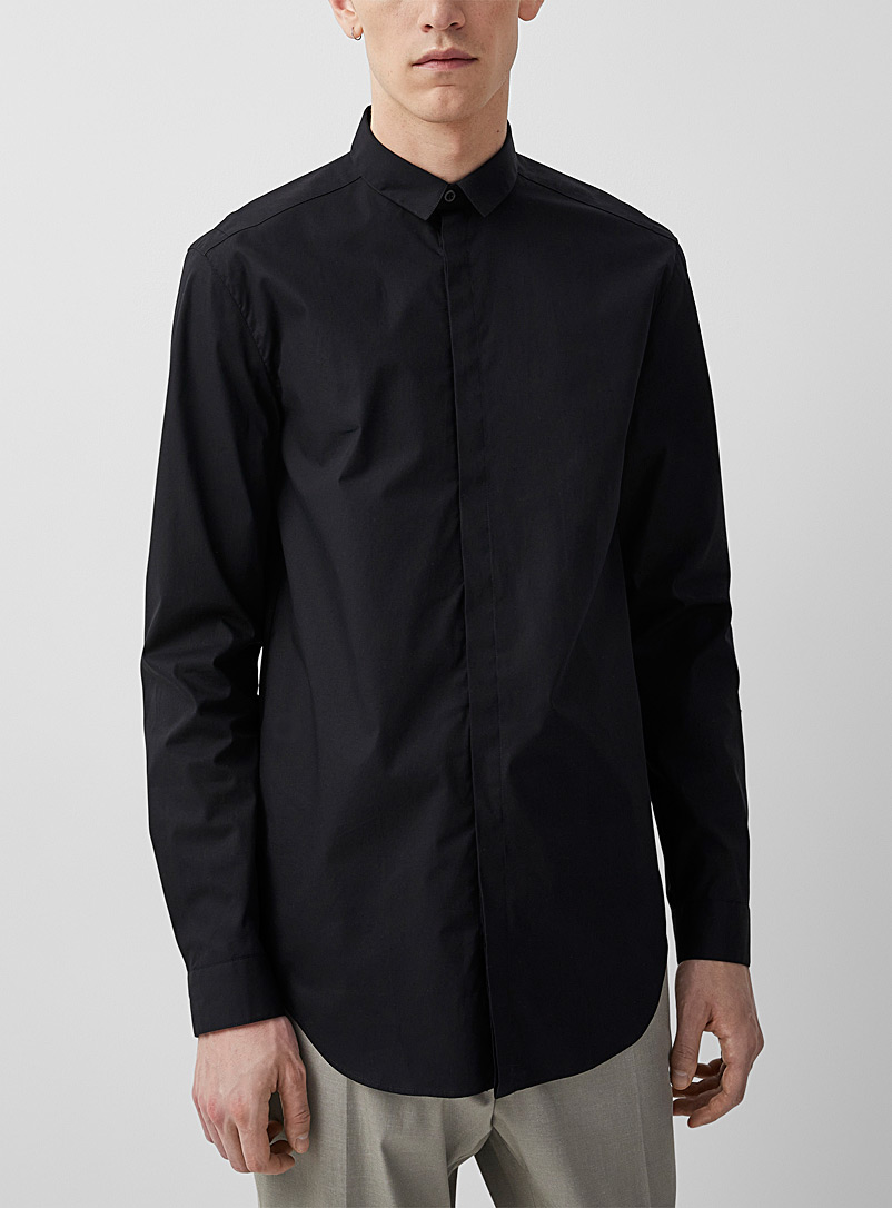 Philippe Dubuc Black Buttoned vent monochrome shirt for men