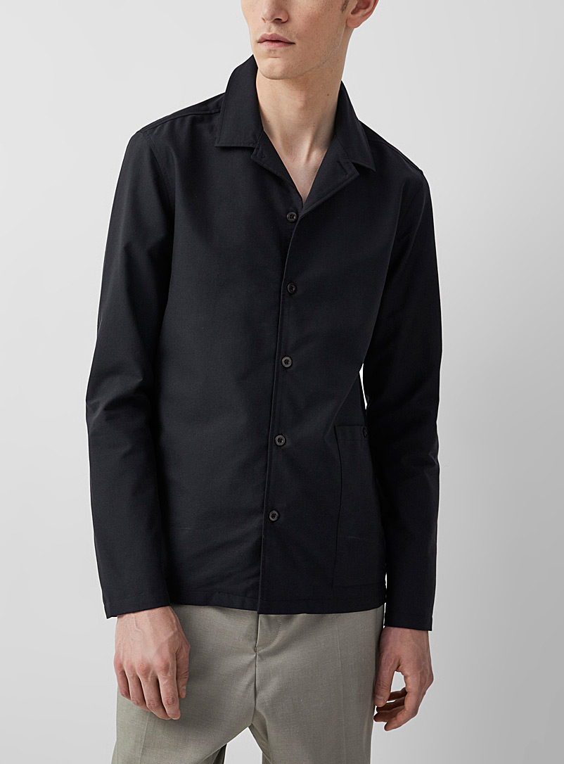 Philippe Dubuc Black Patch pocket open-collar shirt for men