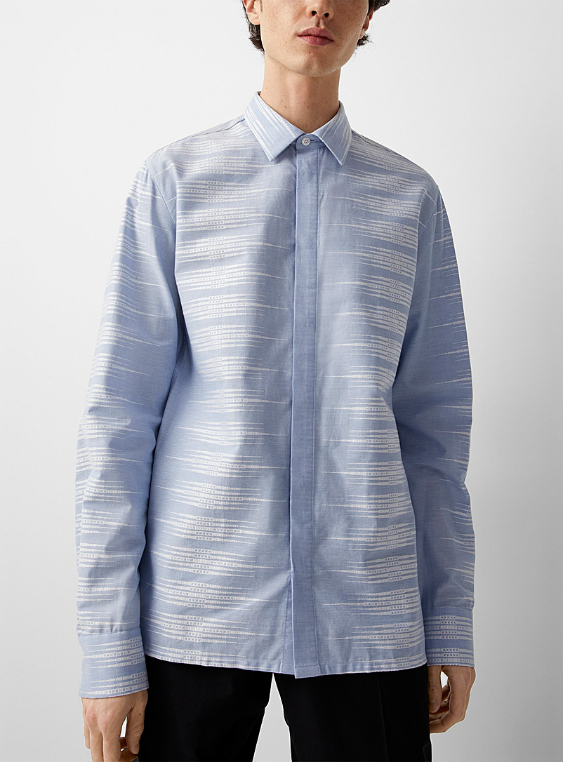 Philippe Dubuc: La chemise oxford lignes affutées Bleu pâle-bleu poudre pour homme