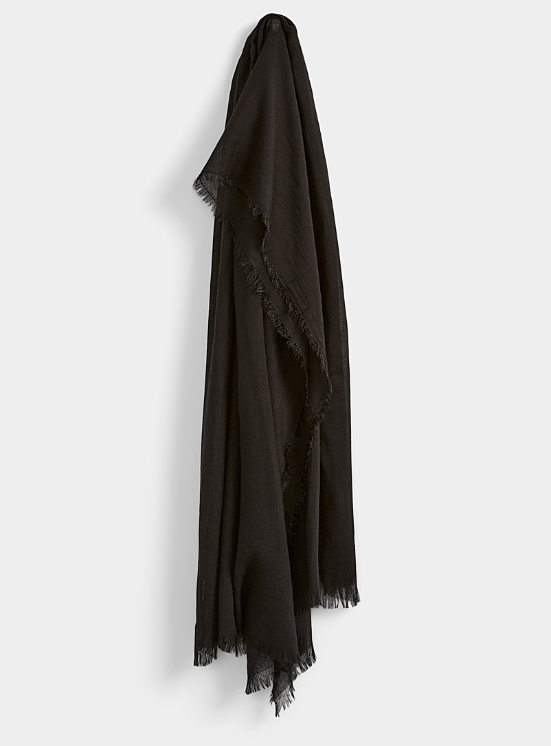 Simons Black Monochrome pleated scarf for women