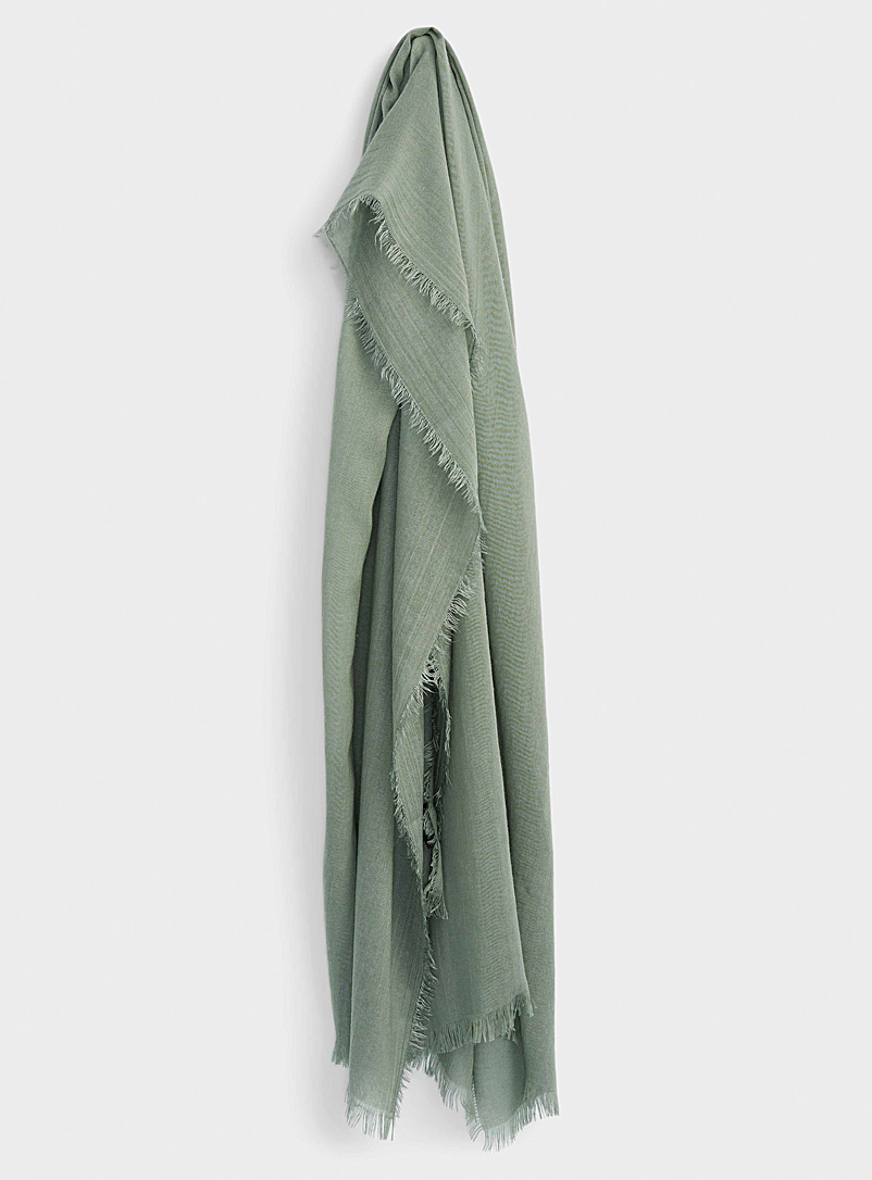 Simons Mossy Green Monochrome pleated scarf for women