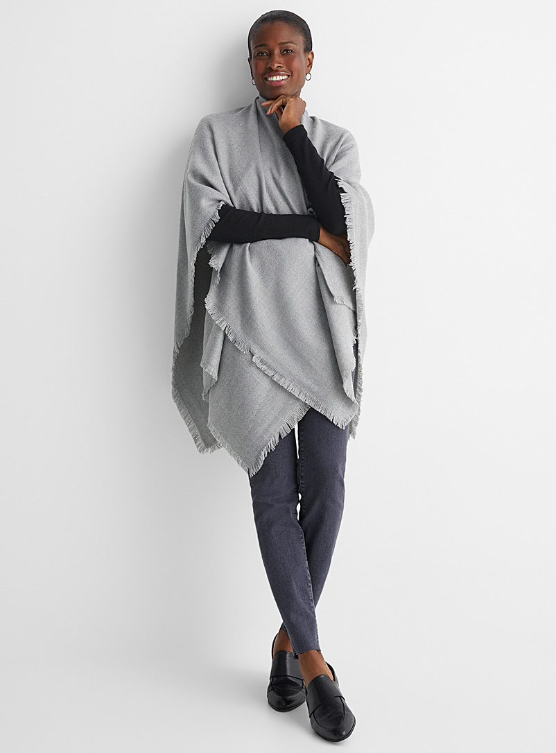 Simons Silver Soft solid ruana poncho for women