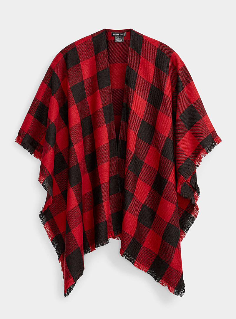Simons Patterned Red Buffalo check shawl for women