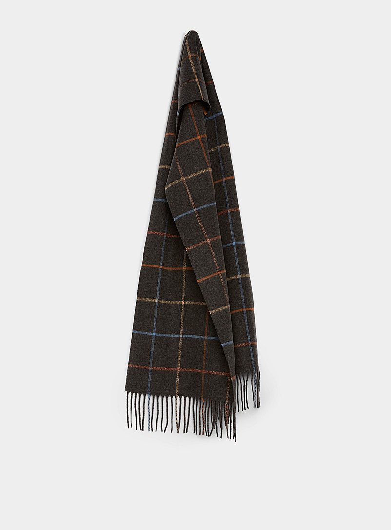 Le 31 Charcoal Large check acrylic scarf for men