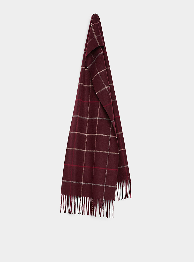 Le 31 Ruby Red Large check acrylic scarf for men