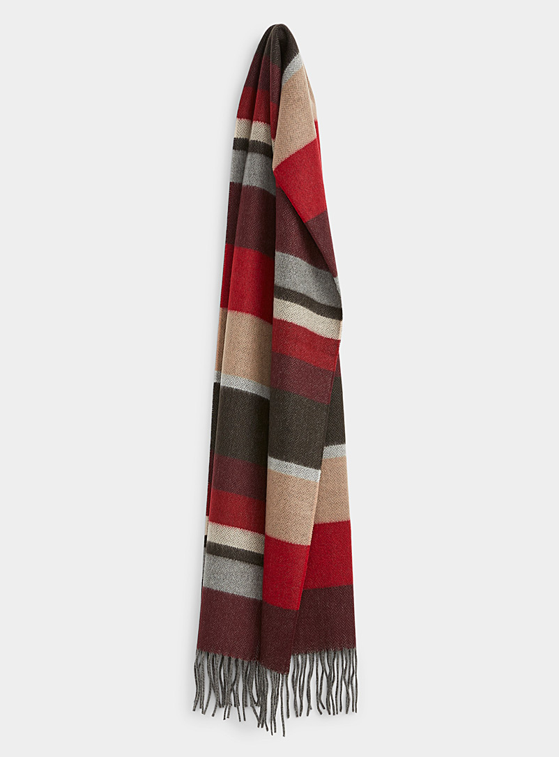 Le 31 Patterned Crimson Ruby stripe scarf for men