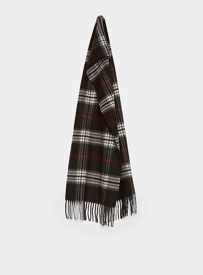 Le 31 Black Tartan acrylic scarf for men