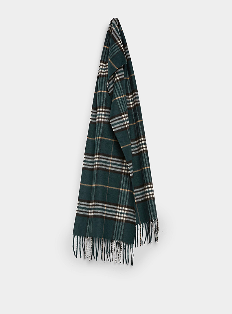Le 31 Teal green Tartan acrylic scarf for men