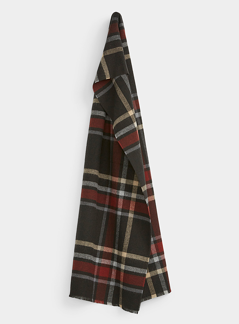Le 31 Charcoal Ruby check scarf for men