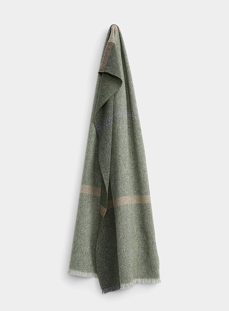 Le 31 Mossy Green Check chevron scarf for men