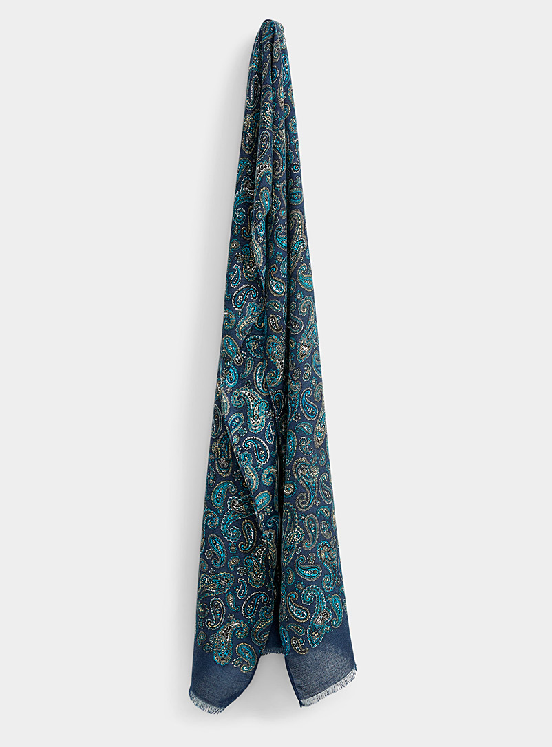 Le 31 Blue Subdued paisley scarf for men