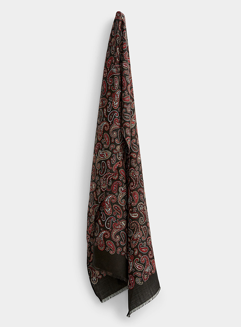Le 31 Patterned Red Subdued paisley scarf for men