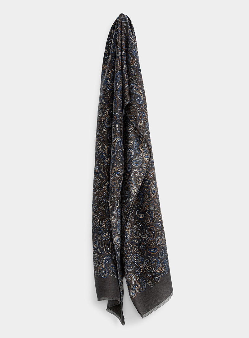 Le 31 Patterned Black Subdued paisley scarf for men