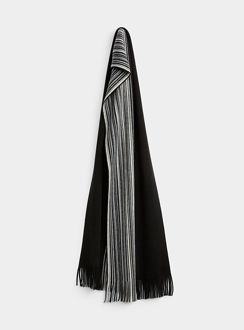 Le 31: L'écharpe acrylique bloc rayé Noir à motifs pour homme
