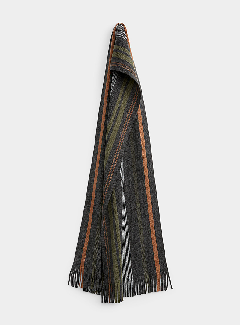 Le 31 Assorted Desaturated asymmetric stripe scarf for men