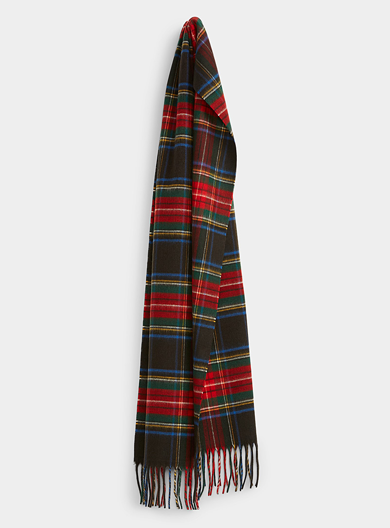 Le 31 Patterned Black Warm tartan scarf for men