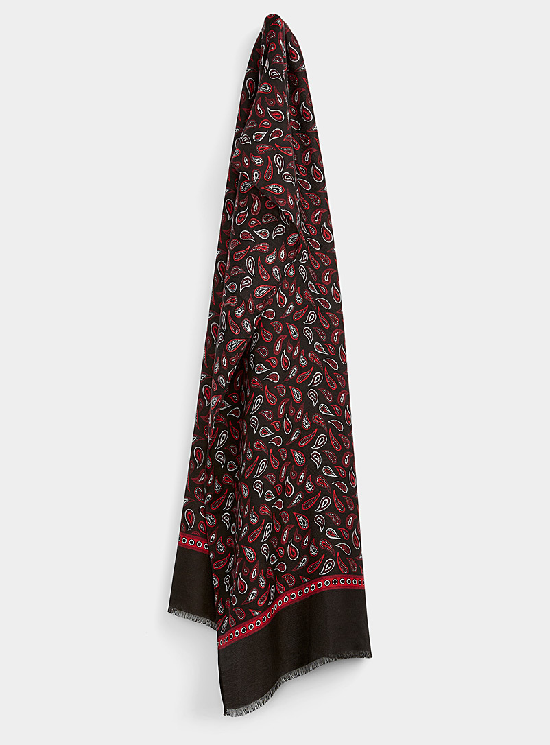 Le 31 Black Autumn paisley scarf for men