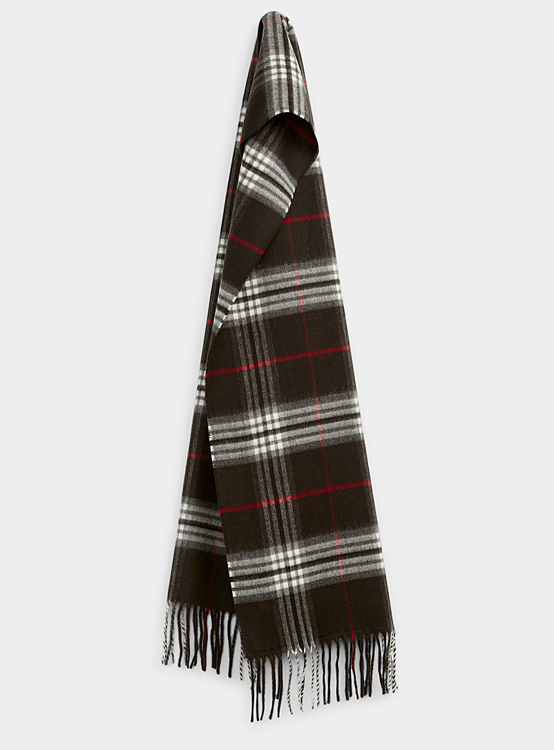 Le 31 Patterned black Tartan ultra-soft scarf for men