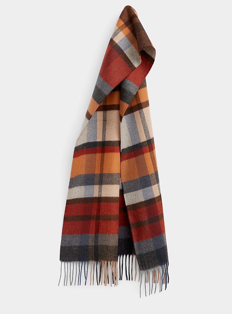 Le 31 Patterned Brown Fall check scarf for men