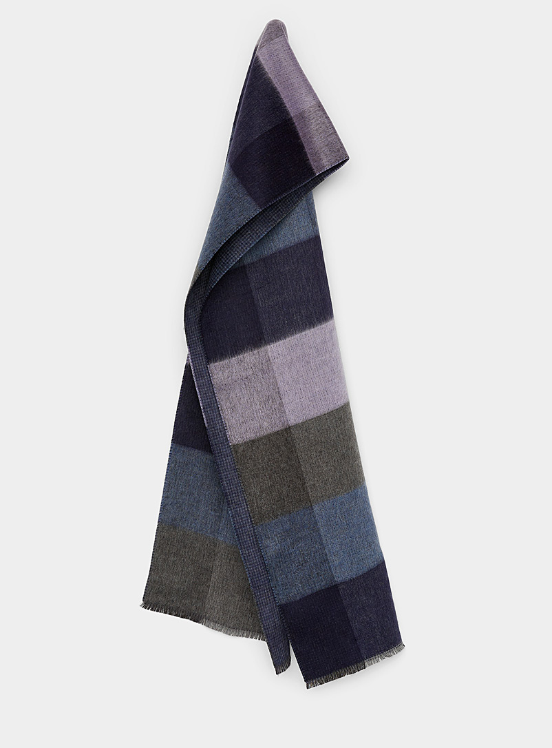 Le 31 Blue Check pattern double scarf for men