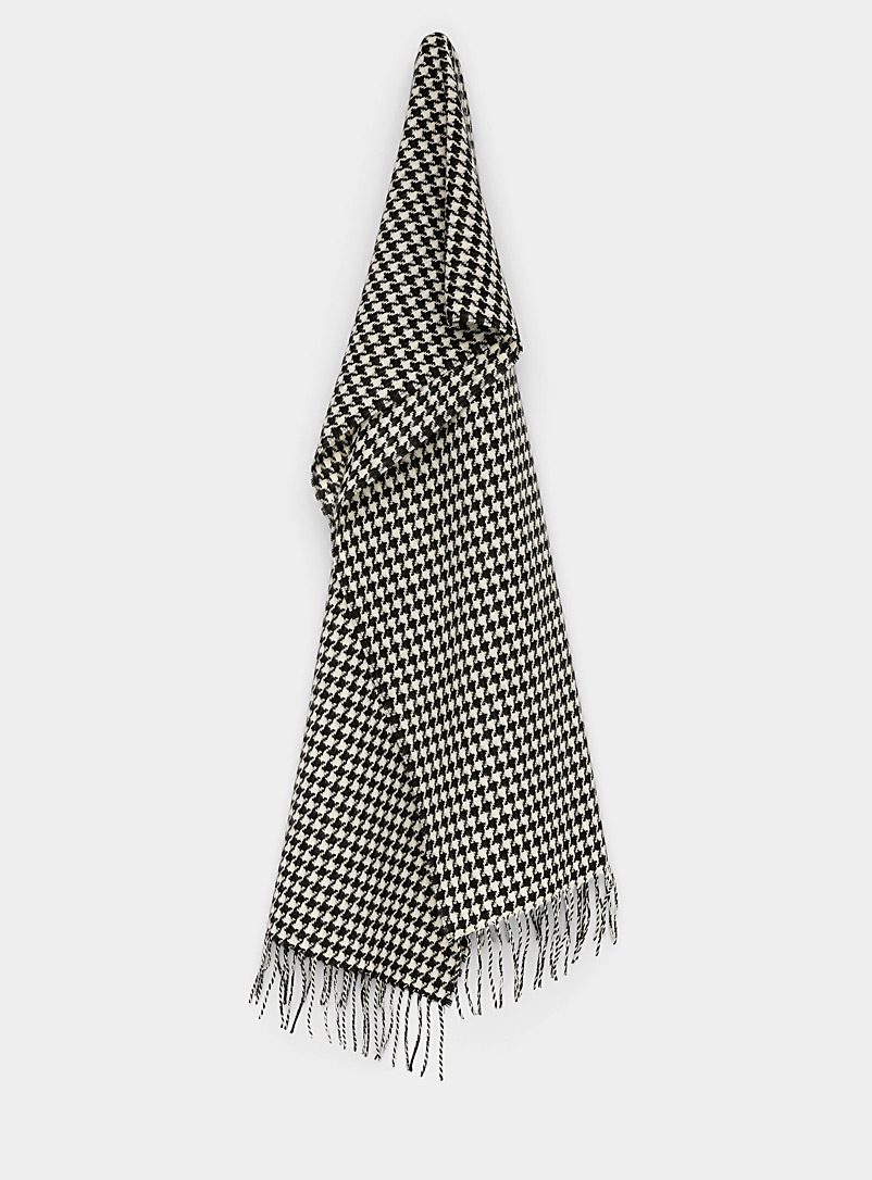 Le 31 Patterned Black Houndstooth scarf for men