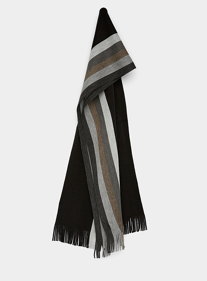 Le 31 Black Mixed stripe acrylic scarf for men