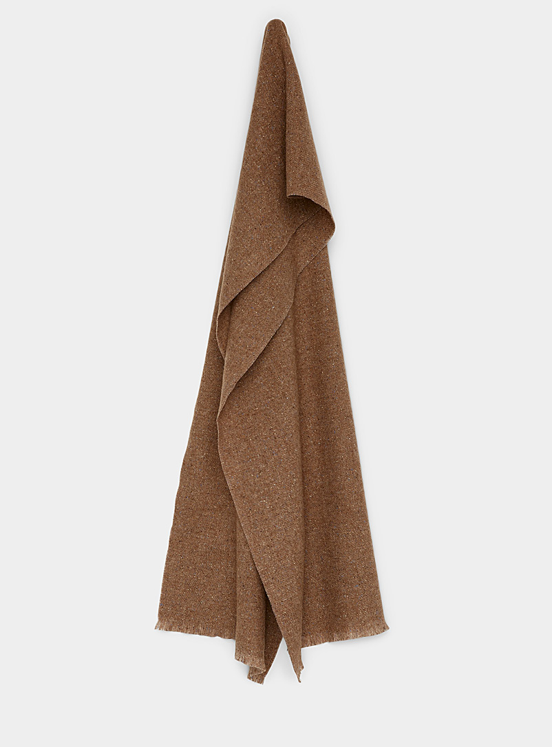 Le 31 Brown Flecked wool scarf for men