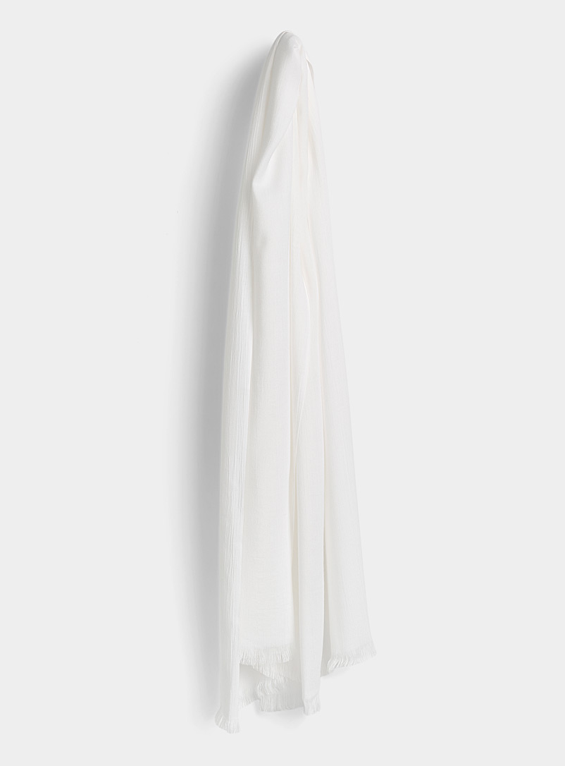 Simons Cream Beige Monochrome weave scarf for women