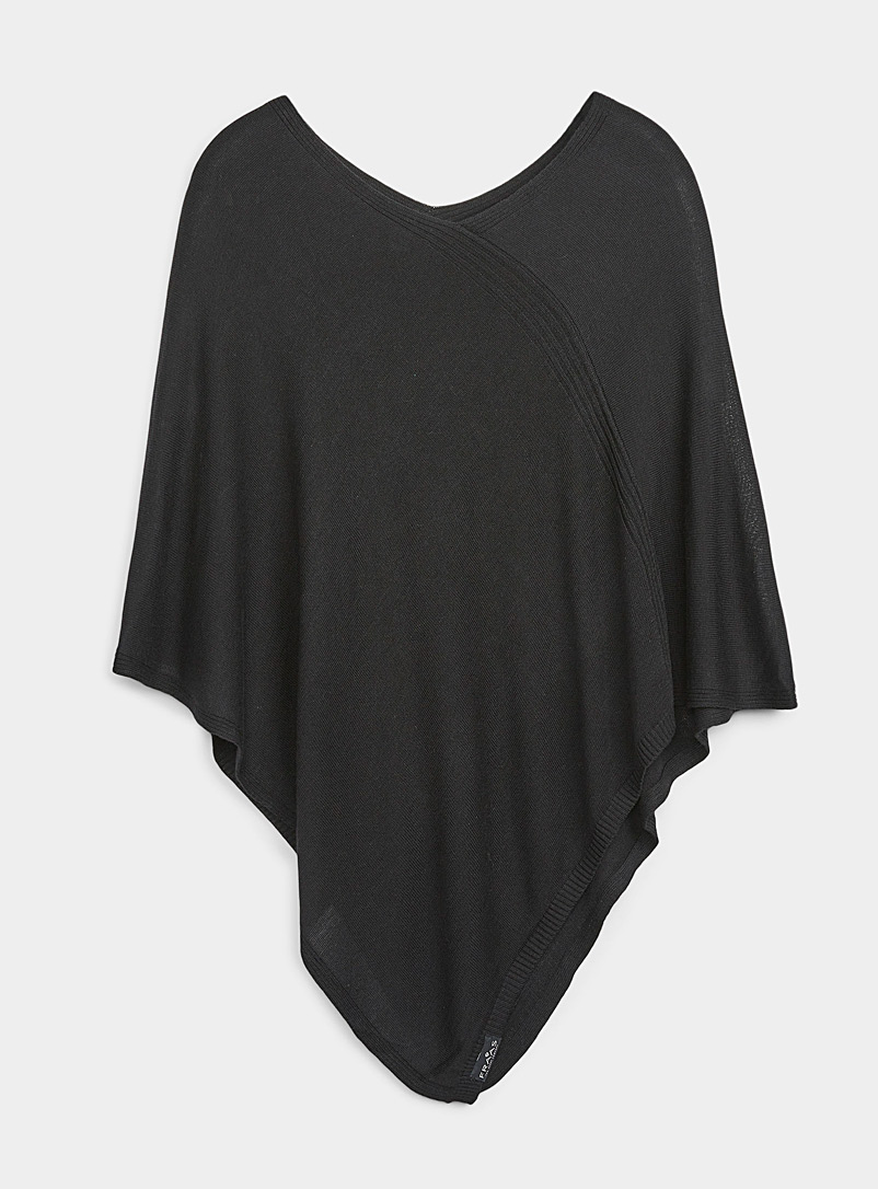 Fraas Black Lightweight knit poncho for women