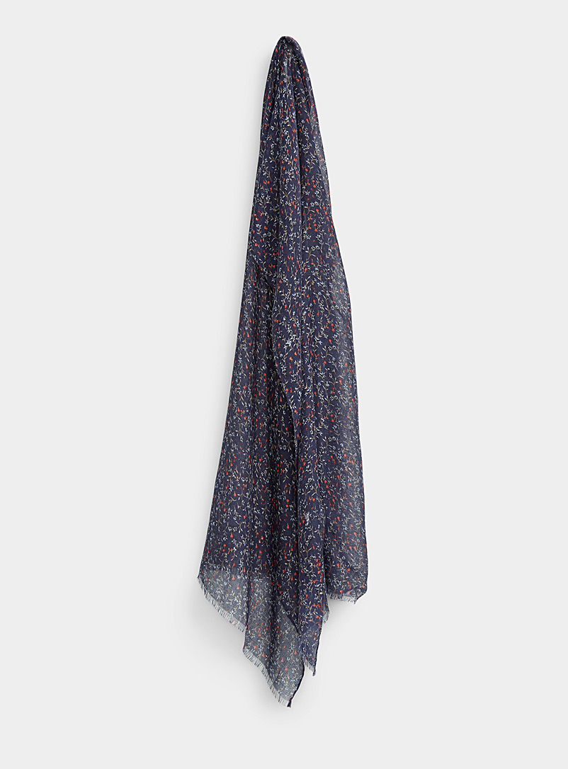 Fraas Patterned Blue Small flower lightweight scarf for women