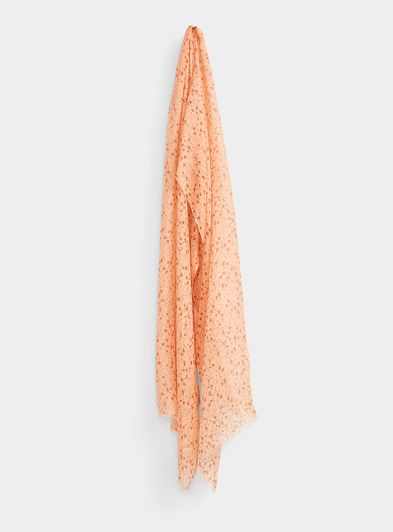 Fraas Patterned Orange Small flower lightweight scarf for women